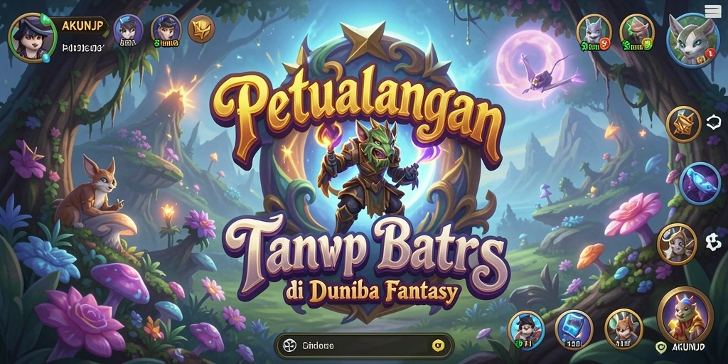 Tampilan gameplay AKUNJP yang menakjubkan dan pemandangan dunia petualangan.