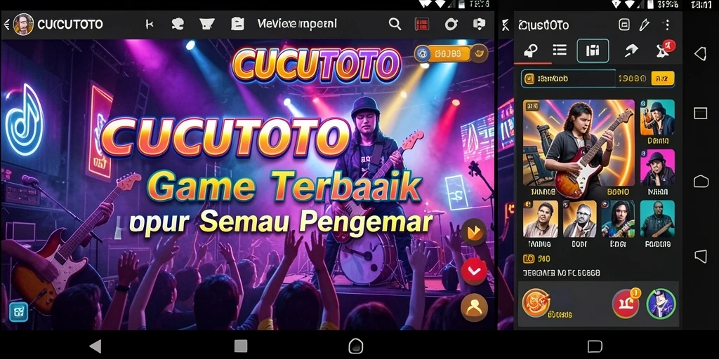 Tampilan menarik dari gameplay CUCUTOTO dengan berbagai fitur musik.