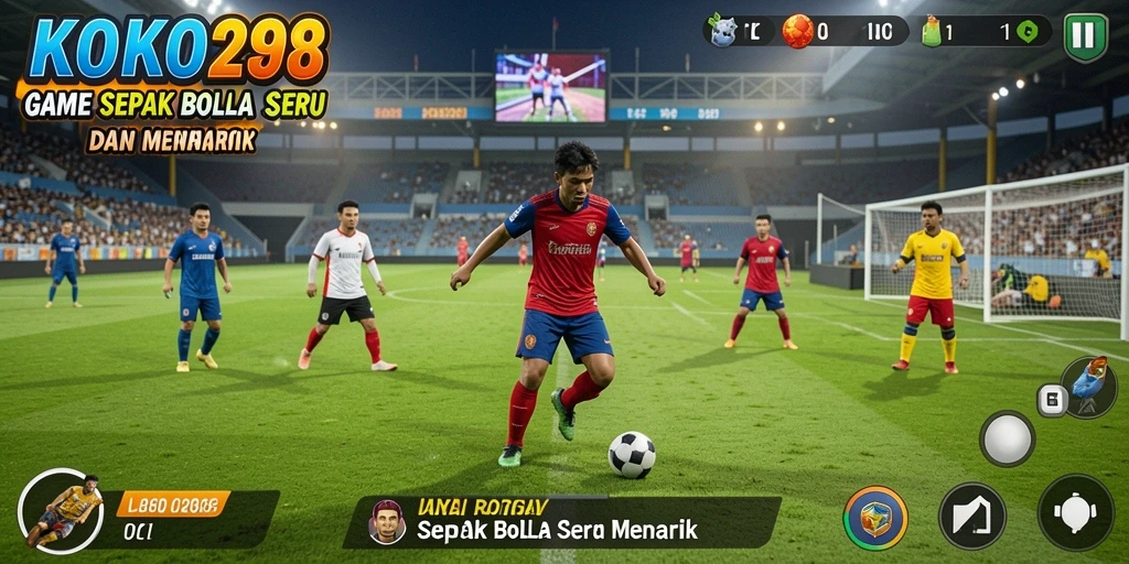 Screenshot menampilkan aksi seru dalam permainan sepak bola KOKO288.