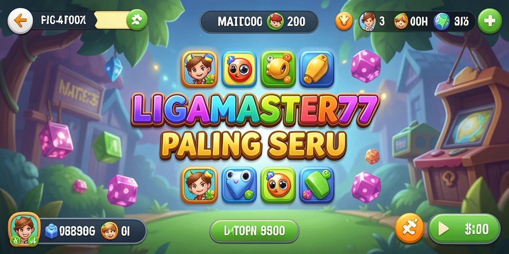 Tampilan gameplay seru di LIGAMASTER77 dengan kombinasi warna-warni.